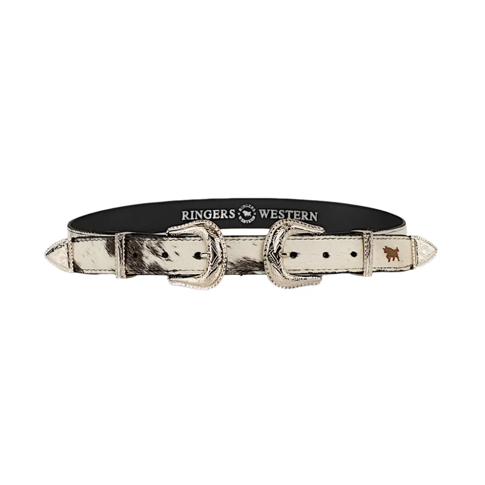 Ringers Western Zoey Double Buckle Belt - Black / White