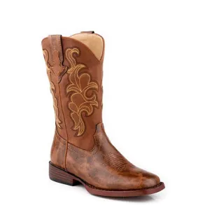 Roper BIG KIDS Quills Western Boot - Cognac Print/Cognac