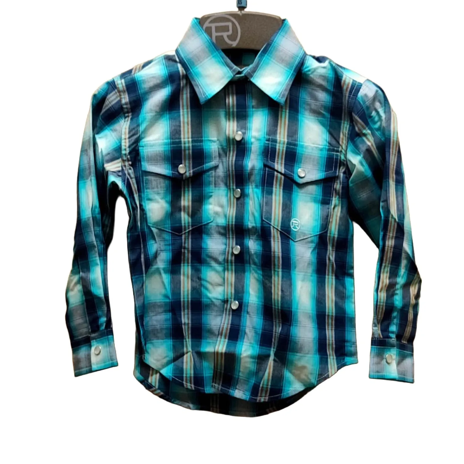 Roper Boy's Amarillo Collection Shirt Plaid Blue