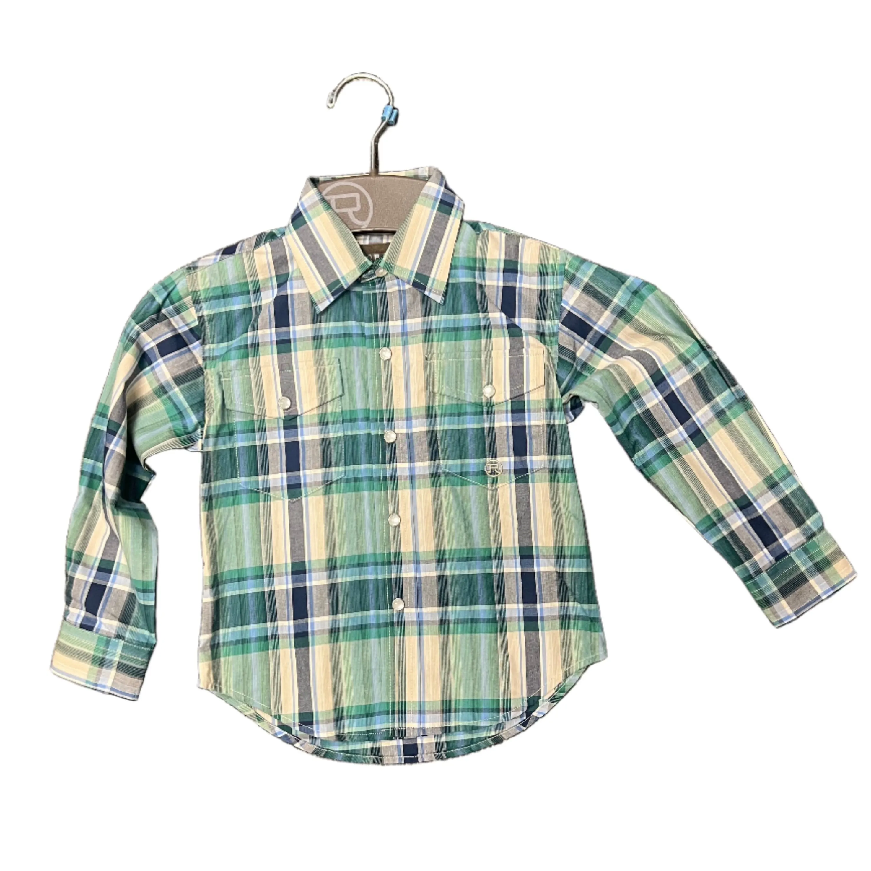 Roper Boy's Amarillo Collection Shirt - Plaid Green