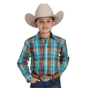 Roper Boy's Amarillo Collection Shirt - Plaid Orange