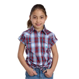 Roper Girl's Amarillo Collection Short Sleeve Shirt - Plaid Red