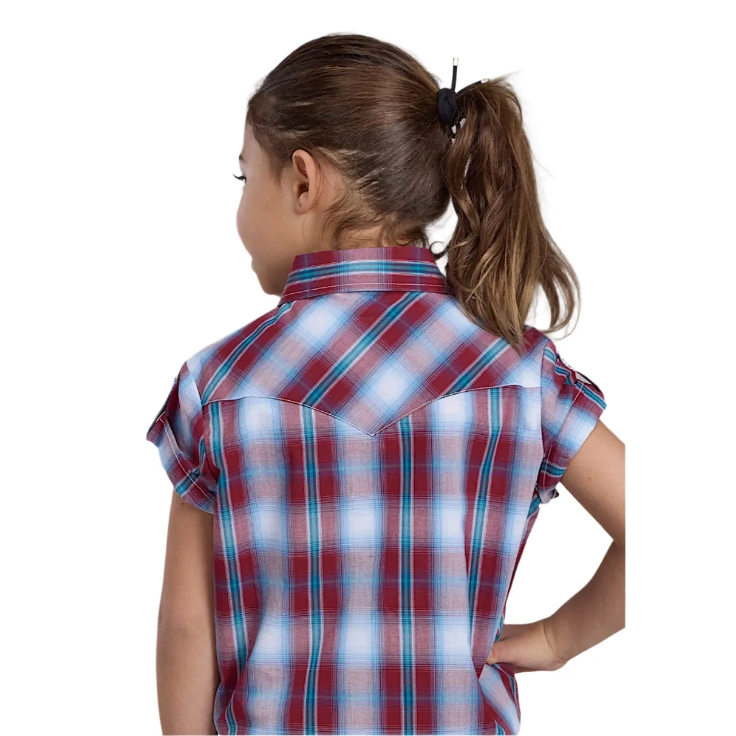 Roper Girl's Amarillo Collection Short Sleeve Shirt - Plaid Red