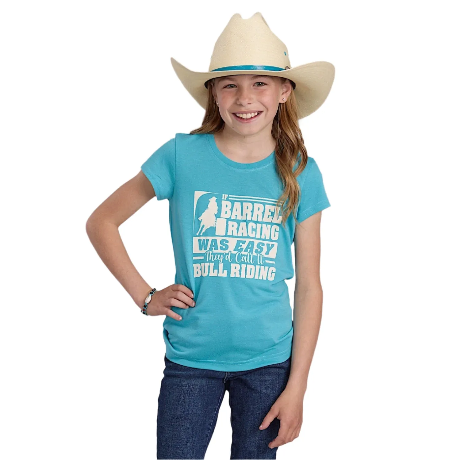 Roper Girl's Five Star Collection T-Shirt - Solid Blue
