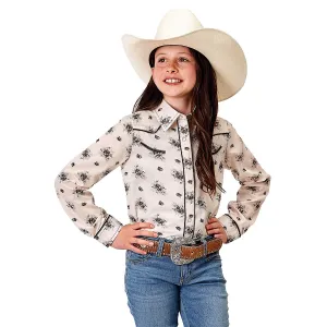 Roper Girl's Karman Special Collection Shirt - Print White