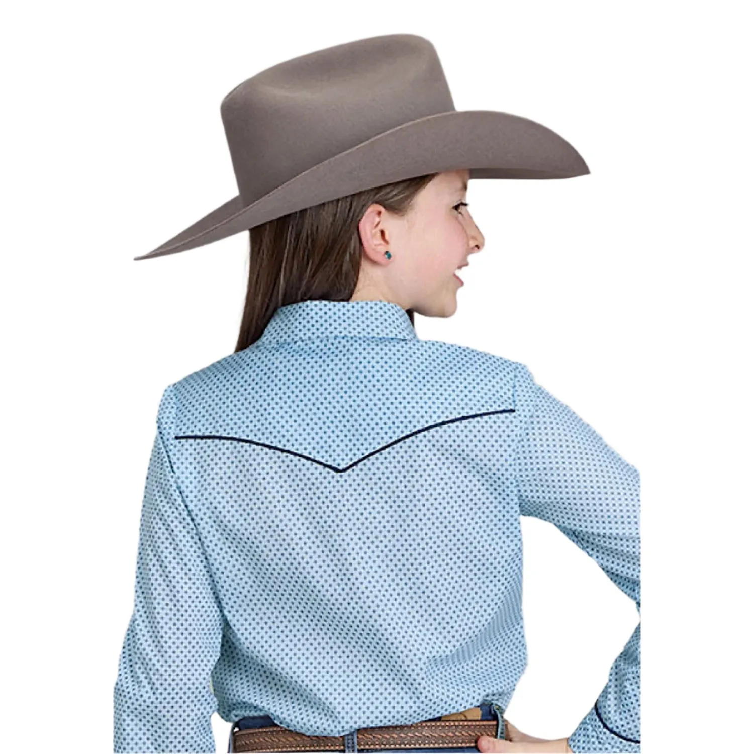 Roper Girl's Karman Special Style Shirt - Print Blue