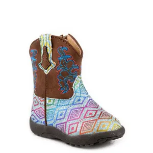 Roper INFANT Cowbaby Maya Boot - Blue Aztec Glitter/Brown