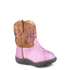 Roper INFANT Cowbaby Starlet Boot - Pink Glitter/Brown