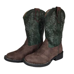 Roper LITTLE KIDS Jed Western Boots Brown/Green