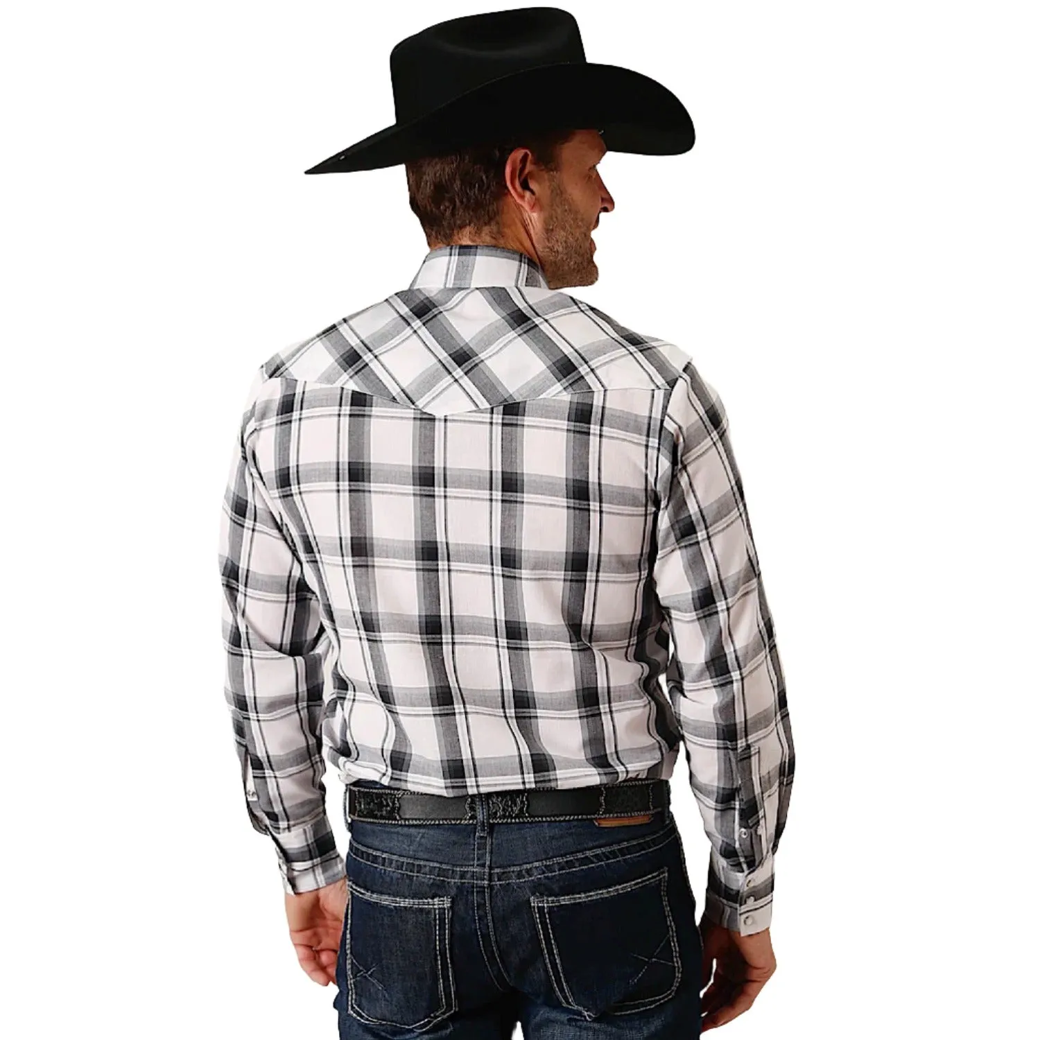 Roper Mens Karman Classic 55/45 Collection L/S Shirt Plaid Black