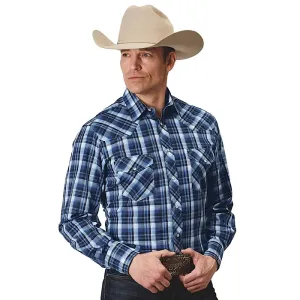 Roper Mens Karman Classic 55/45 Collection L/S Shirt Plaid Blue