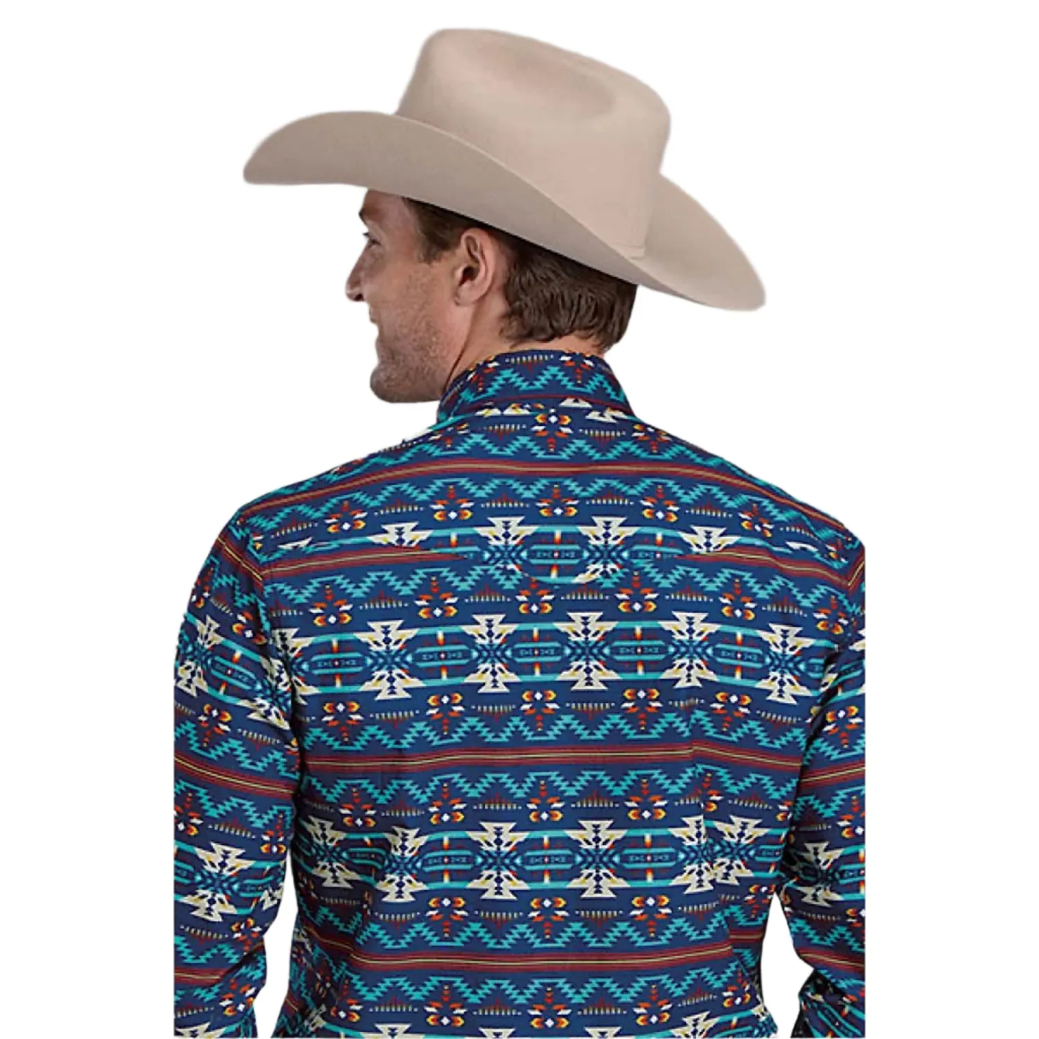 Roper Men's West Made Collection Shirt - Print Blue