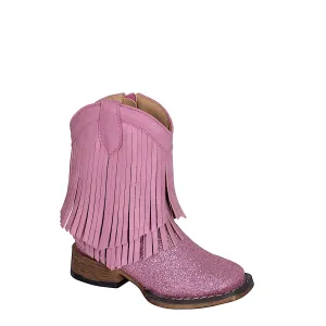 Roper TODDLER Double Fringe Western Boot - Pink Glitter/Pink
