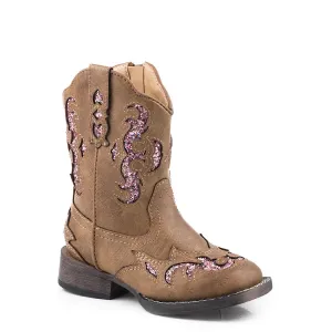 Roper TODDLER Glitter Gypsy Boot Tan/Pink Glitter