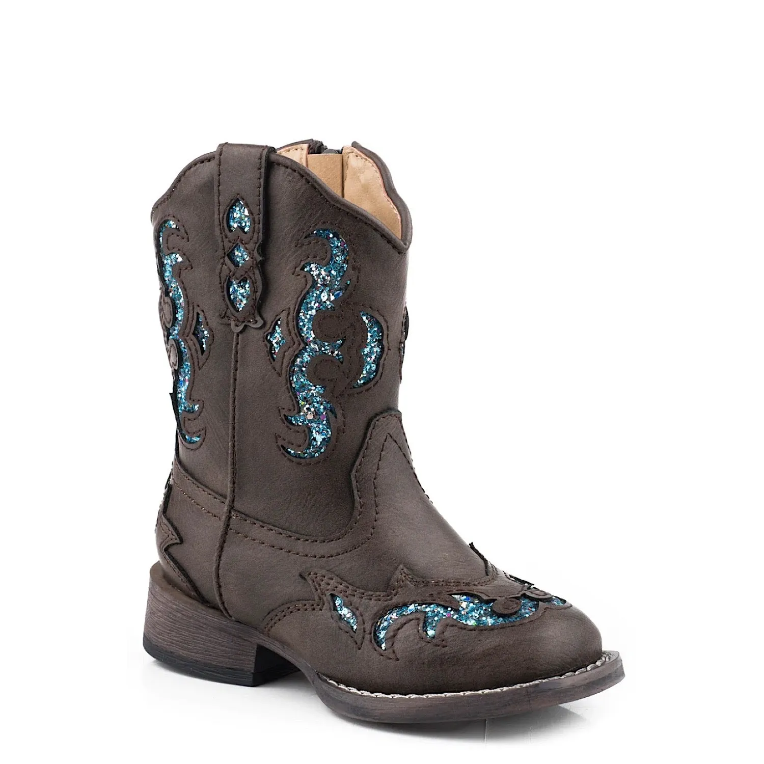 Roper TODDLER Glitter Gypsy Brown/Blue Glitter Boots