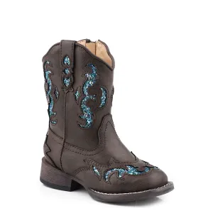 Roper TODDLER Glitter Gypsy Brown/Blue Glitter Boots
