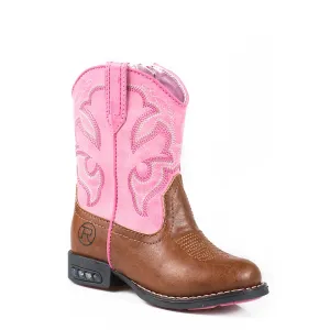 Roper TODDLER Lightning Boot - Tan/Pink