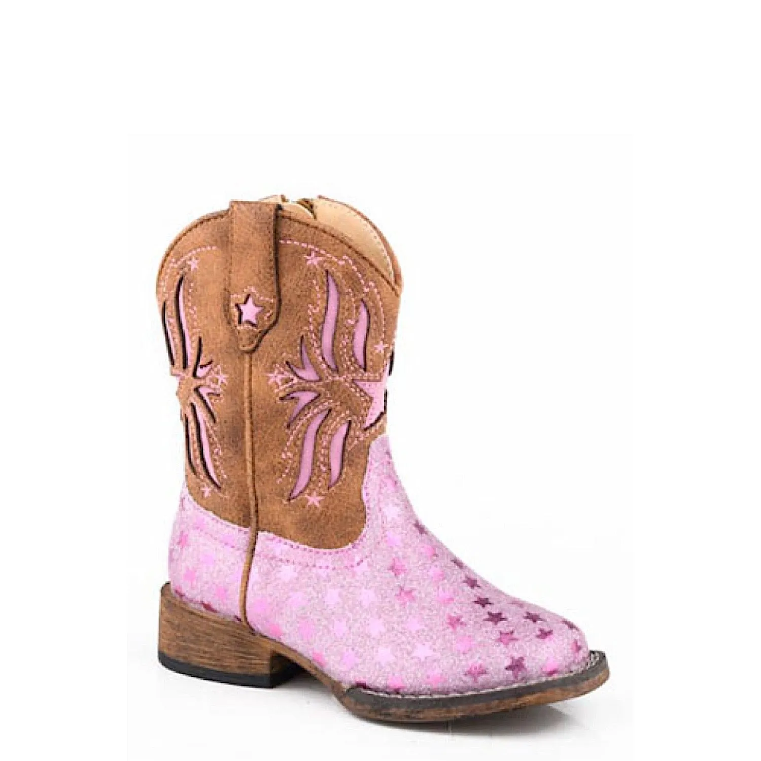 Roper TODDLER Starlet Western Boot - Pink Glitter/Brown