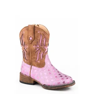 Roper TODDLER Starlet Western Boot - Pink Glitter/Brown