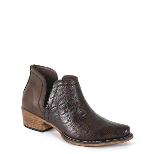 Roper Women's Ava Boot - Caiman Brown Croc Print