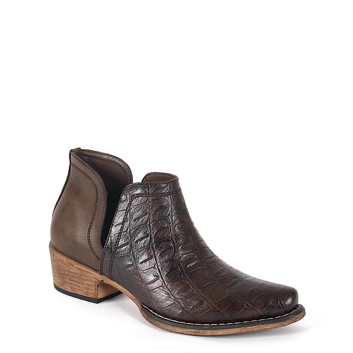 Roper Women's Ava Boot - Caiman Brown Croc Print