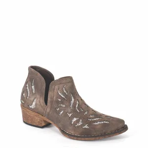 Roper Women's Ava Boot Glitz - Brown/Silver Glitter Underlay