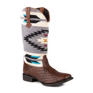 Roper Womens Becca Brown Suede / Woven Serape