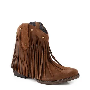 Roper Women's Dusty Fringe Western Boot - Brown Suede