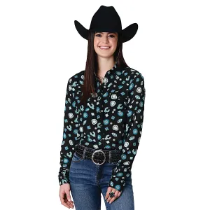 Roper Womens Five Star Collection Shirt Print Black