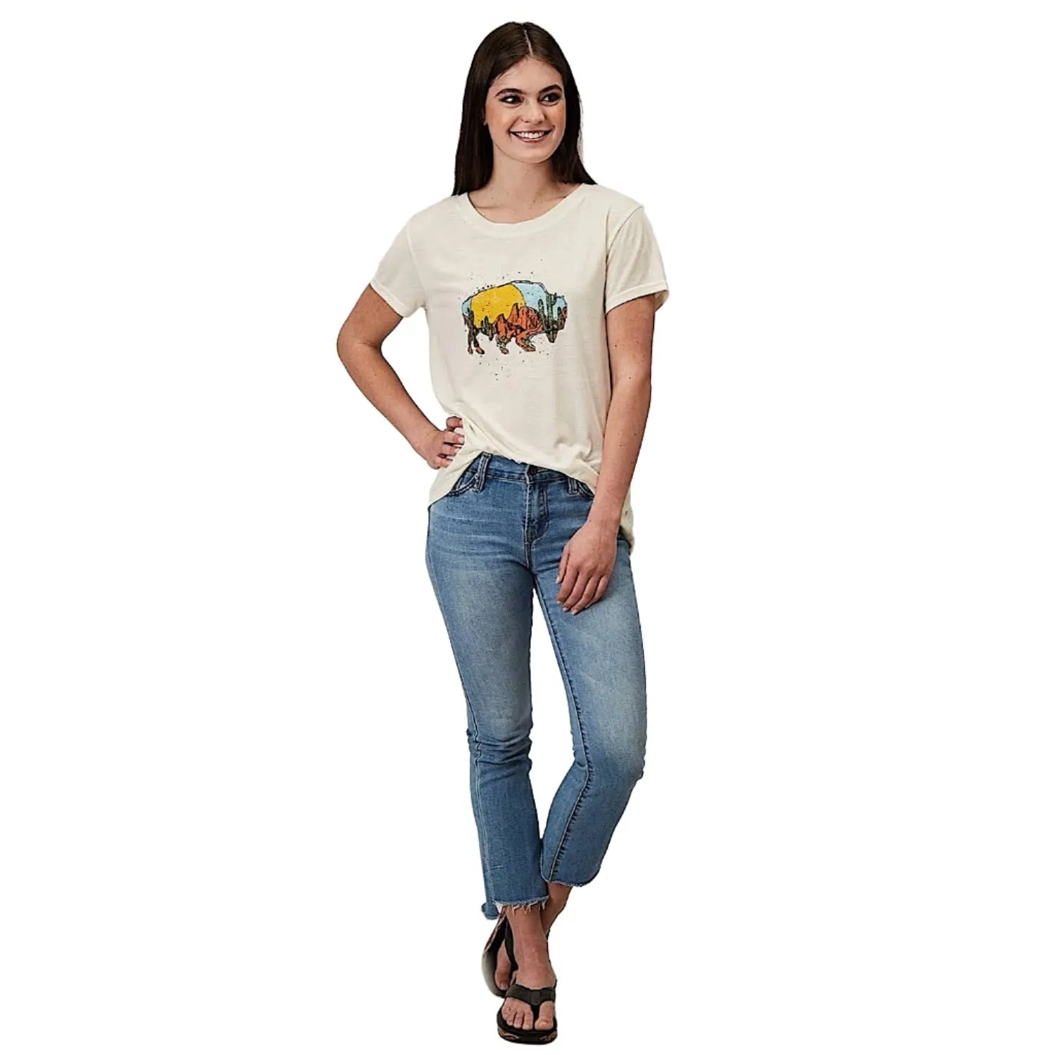 Roper Womens Five Star Collection S/S Tee Solid White