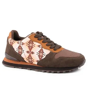 Roper Women's Giddy Up Western Shoe - Aztec Brown Suede/Tan Aztec