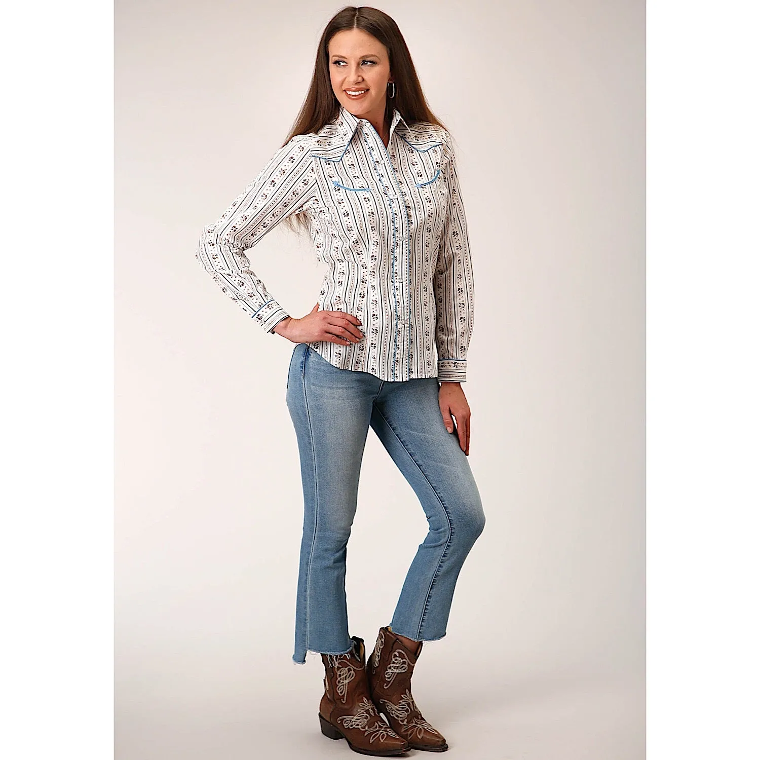 Roper Womens Karman Special Collection L/S Shirt Print White
