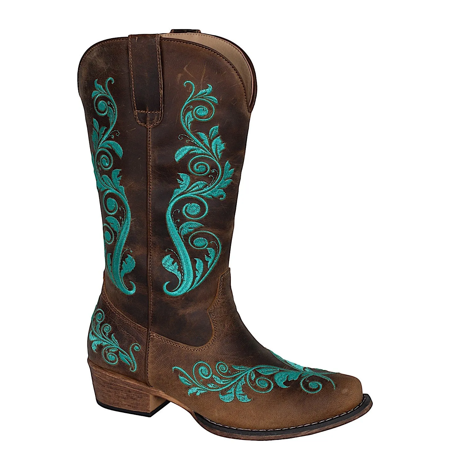 Roper Women's Madison Scroll Western Boot - Brown Leather