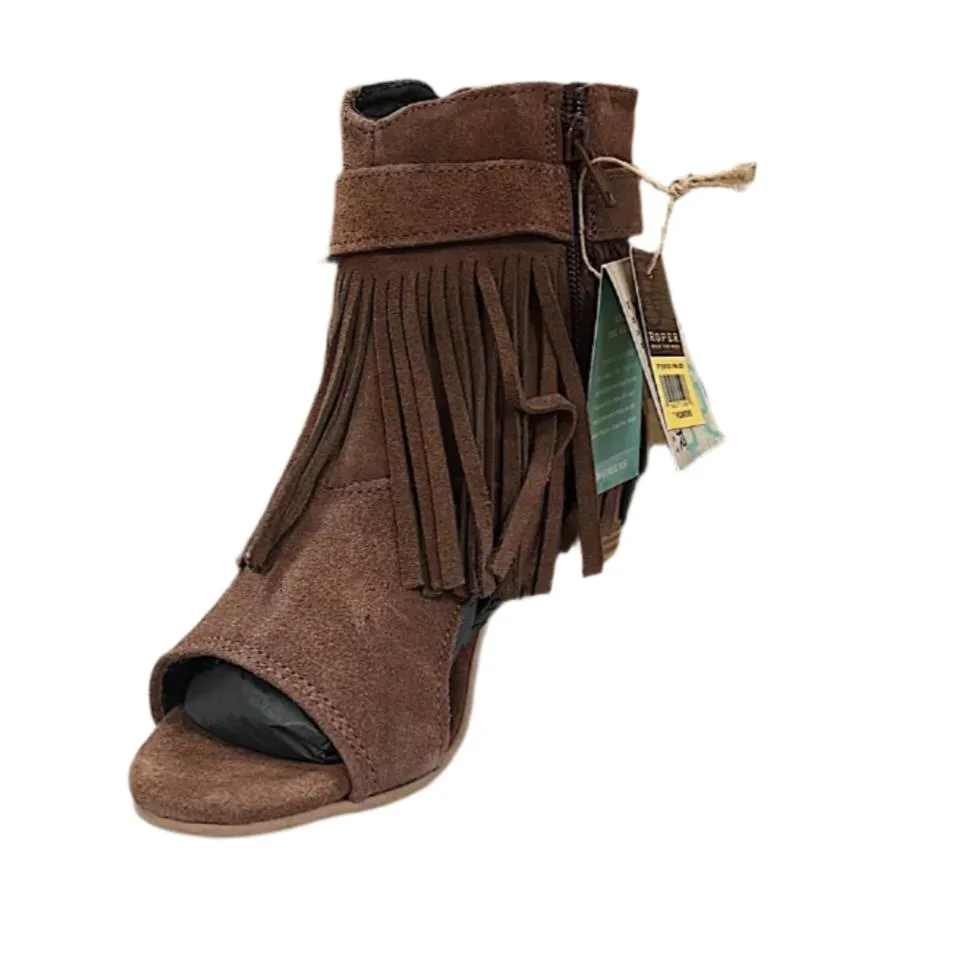 Roper Women's Mika Fringe Buckle - Brown Suede