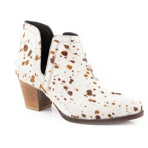Roper Women's Rowdy Boot - Cream/Tan Hair on Hide Leather