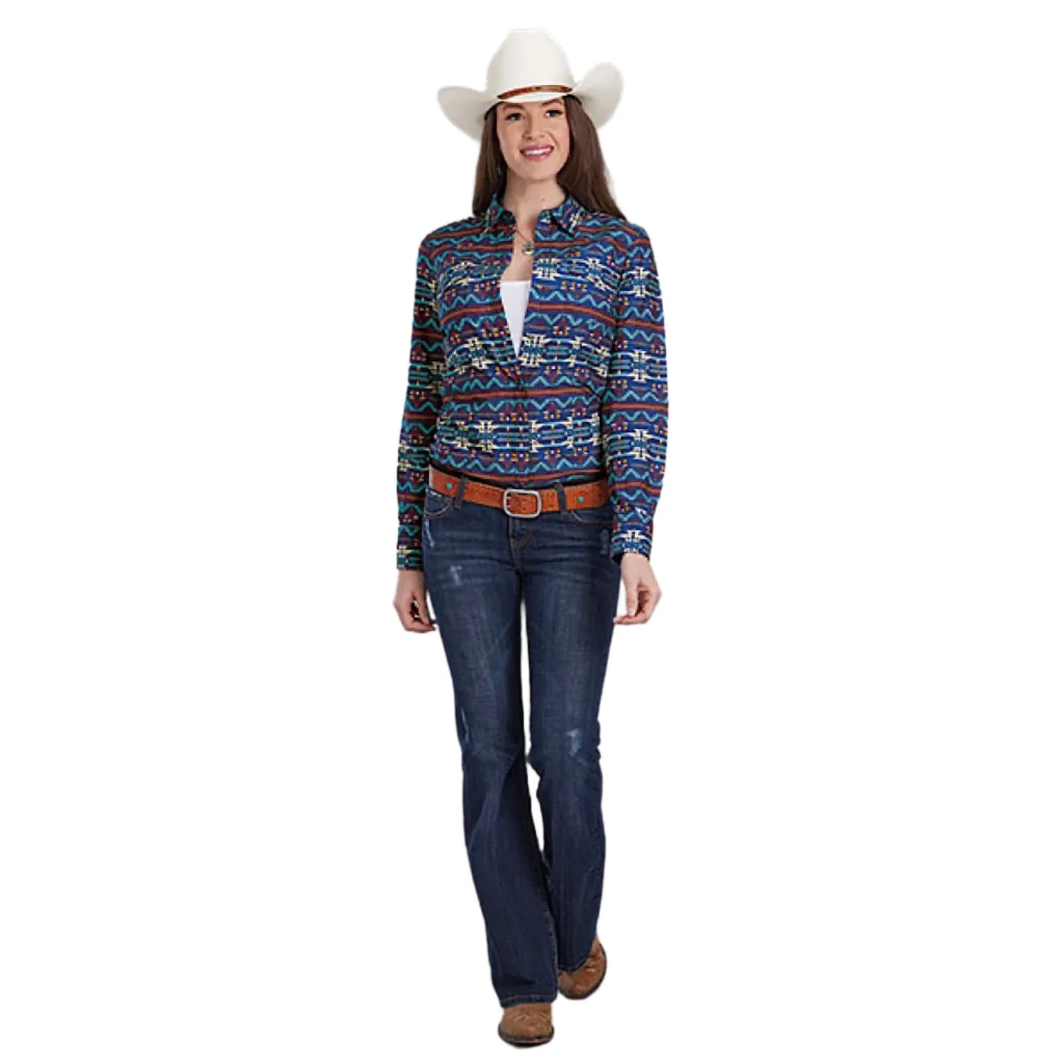 Roper Women's West Made Collection Shirt - Print Blue