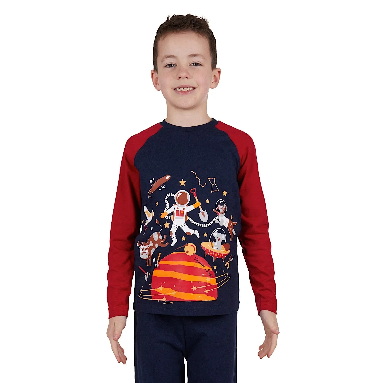 Thomas Cook Boys Moon Jump Glow-In-The-Dark PJs Navy/Red