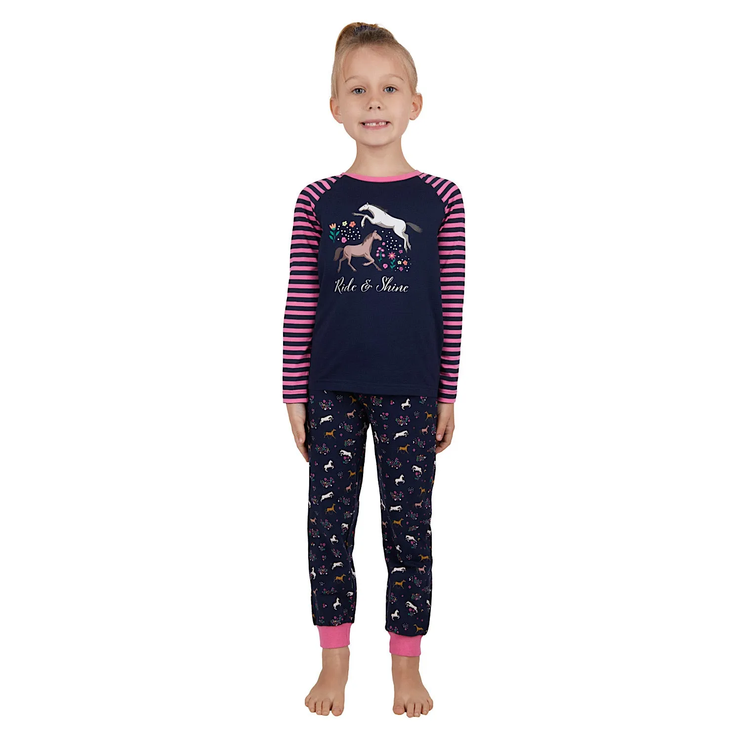 Thomas Cook Girls Long Sleeve Glow-In-The-Dark PJs Navy/Rose