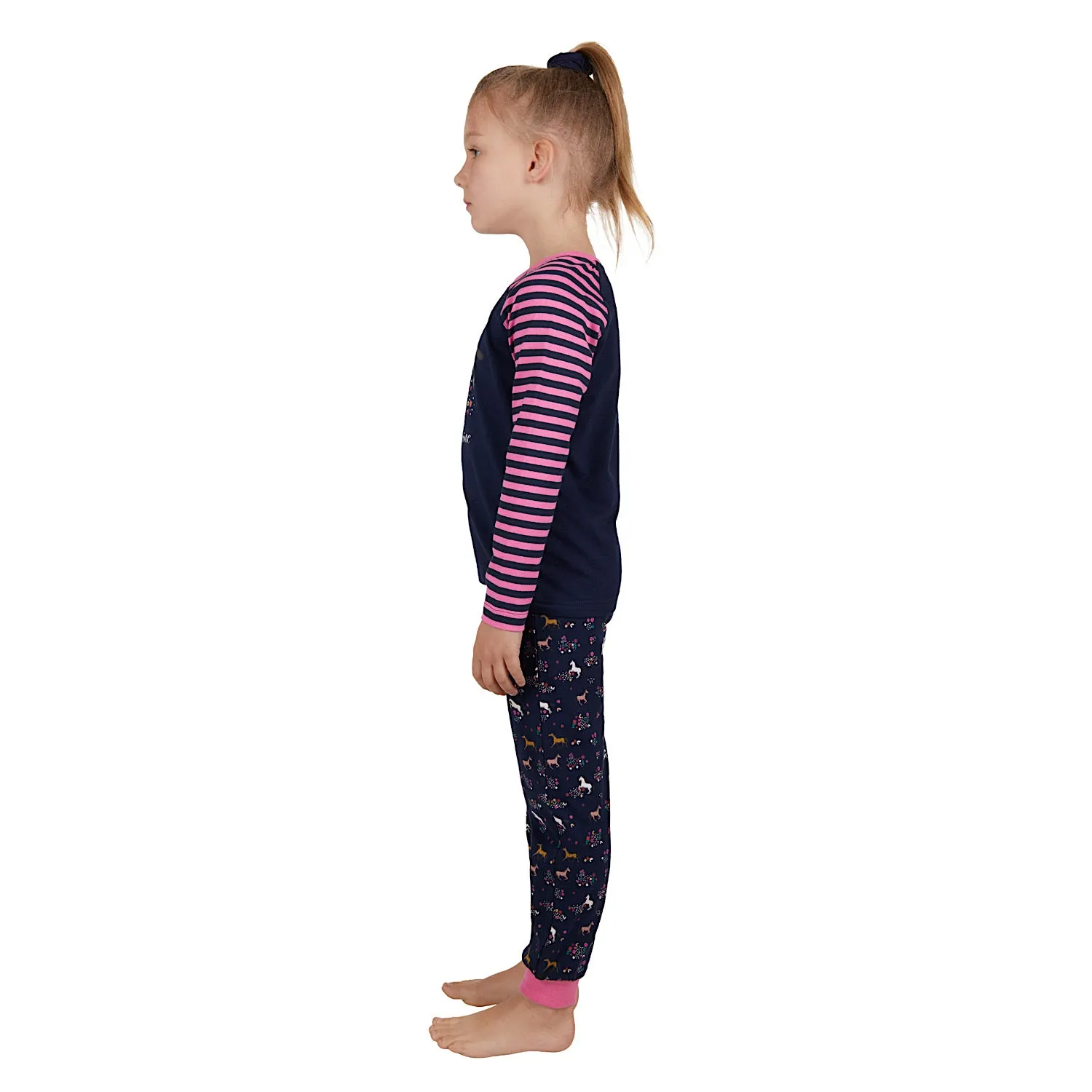 Thomas Cook Girls Long Sleeve Glow-In-The-Dark PJs Navy/Rose