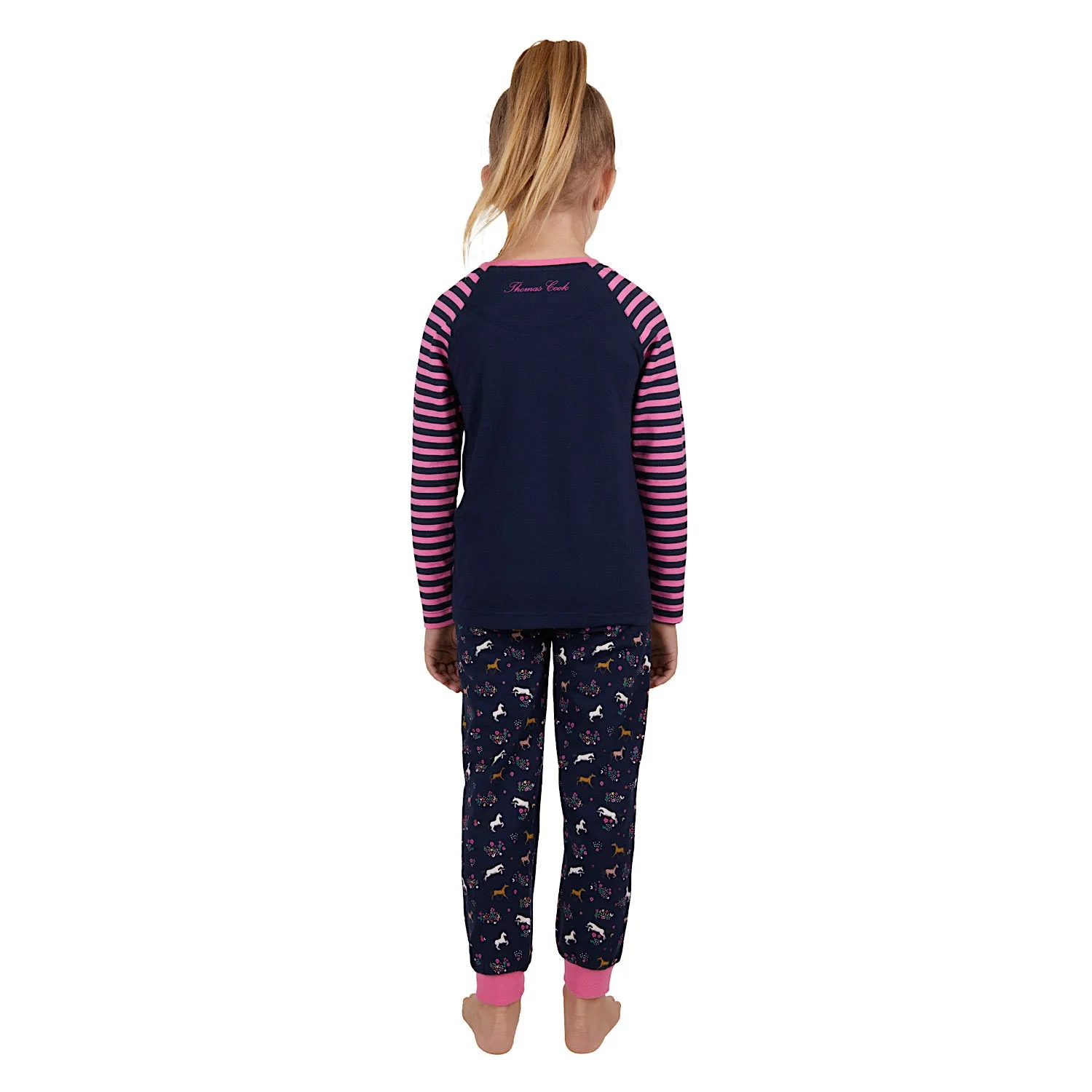 Thomas Cook Girls Long Sleeve Glow-In-The-Dark PJs Navy/Rose