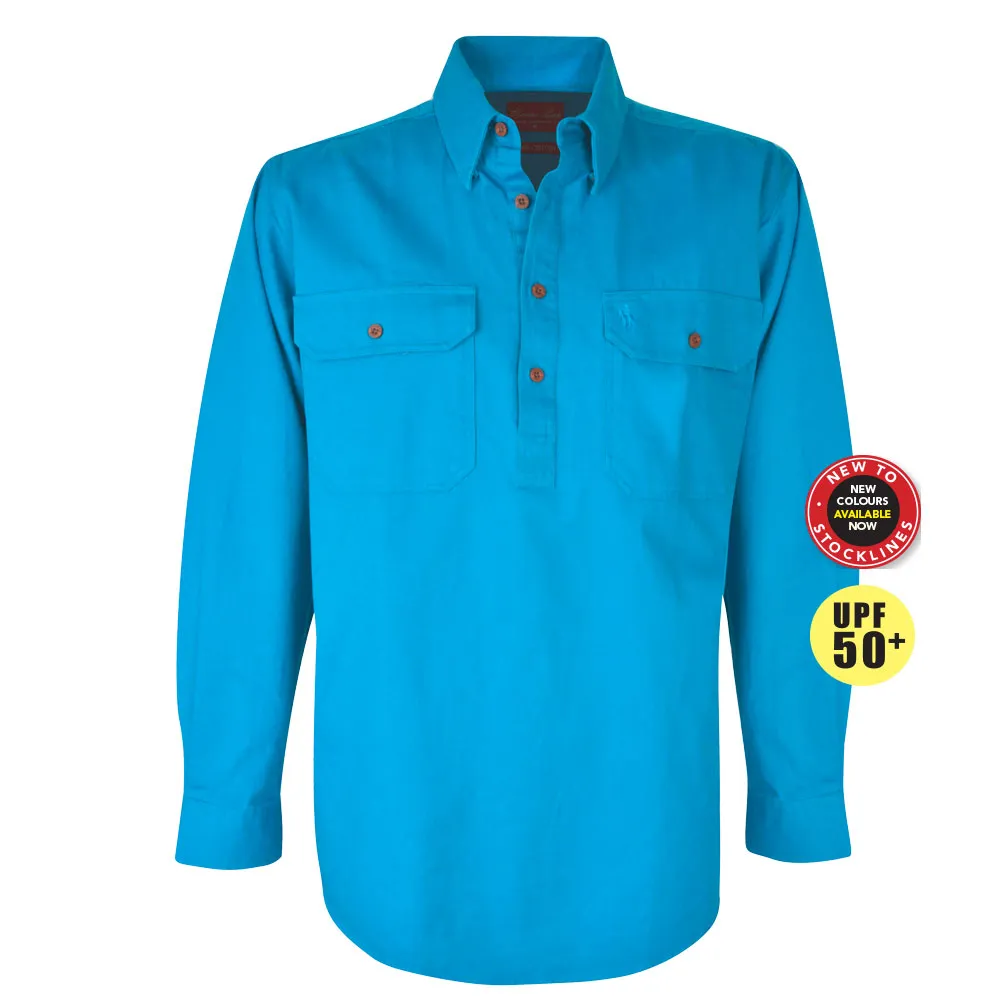 Thomas Cook Heavy Drill 1/2 Plkt L/S 2 Pocket Shirt Aqua