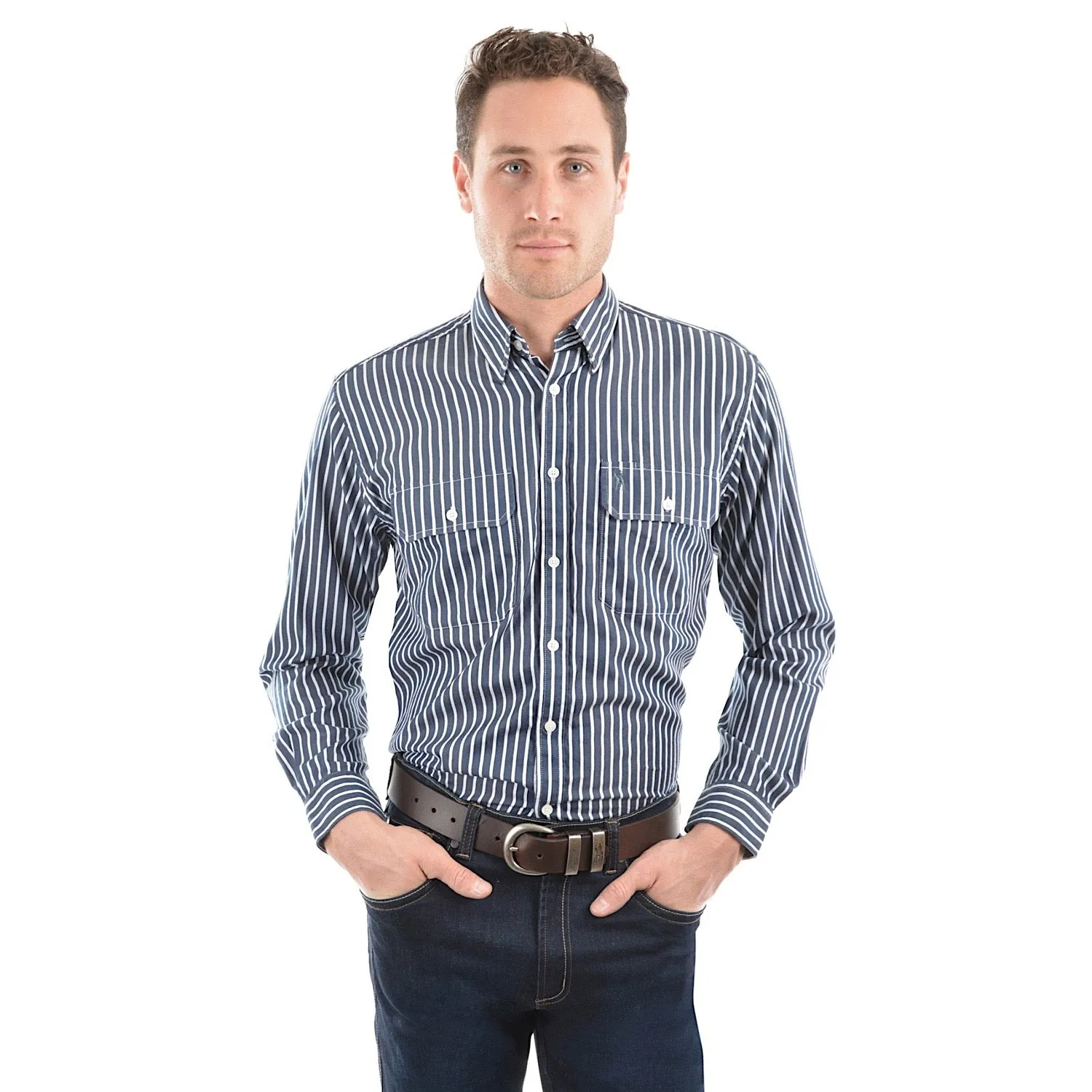 Thomas Cook Men's Classic Winton Stripe Shirt - Dark Navy