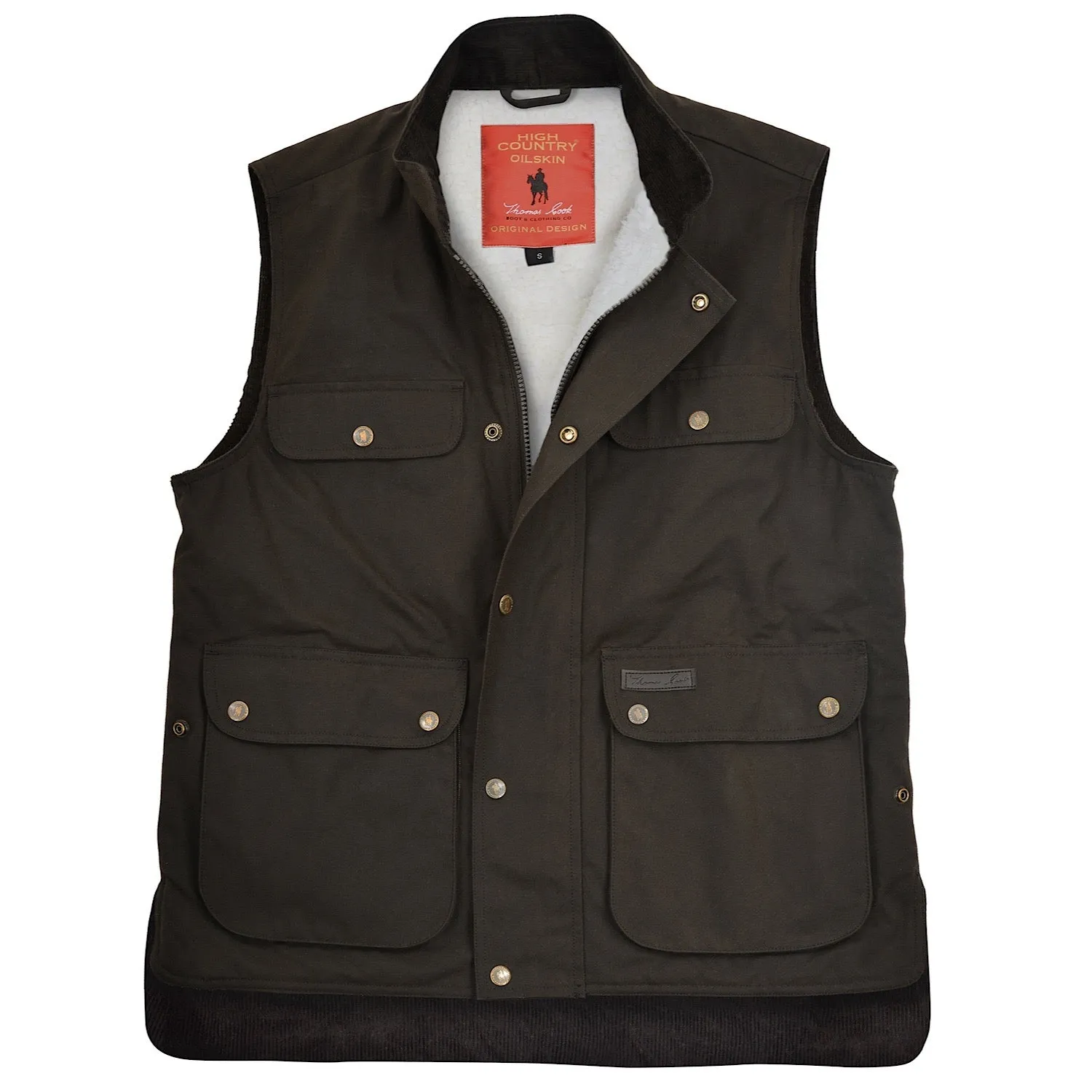 Thomas Cook Men's High Country Professional Oilskin Sherpa Vest - Rustic Mulch