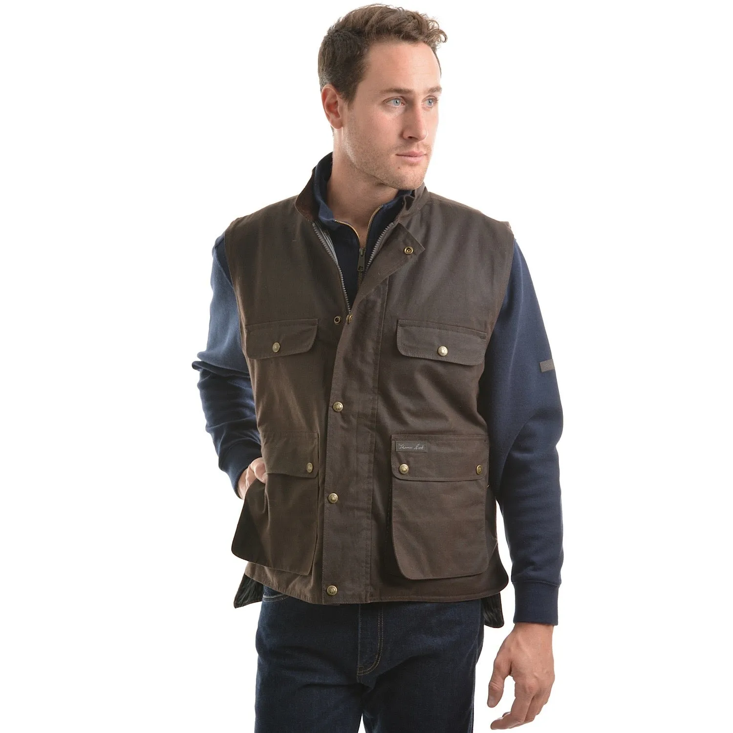 Thomas Cook Men's High Country Professional Oilskin Vest - Rustic Mulch