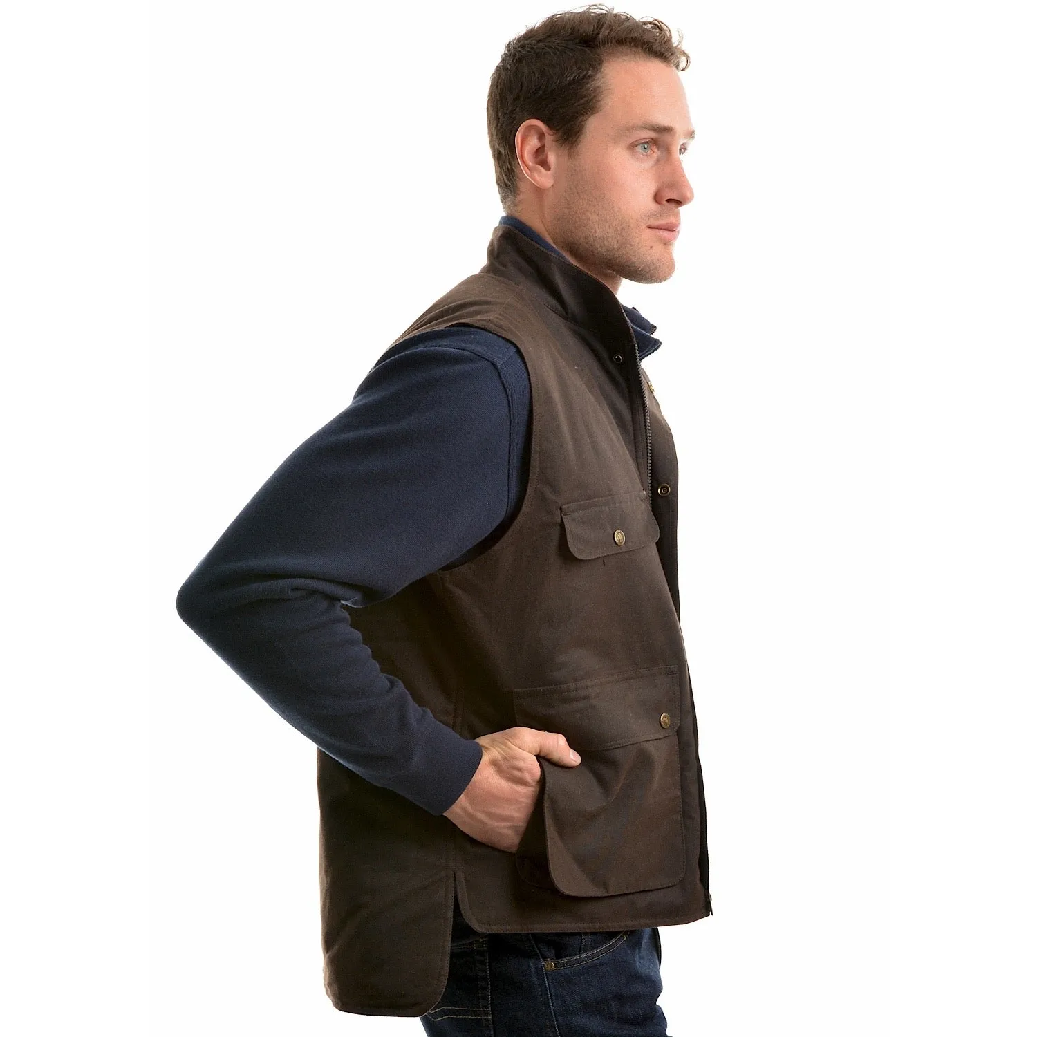 Thomas Cook Men's High Country Professional Oilskin Vest - Rustic Mulch
