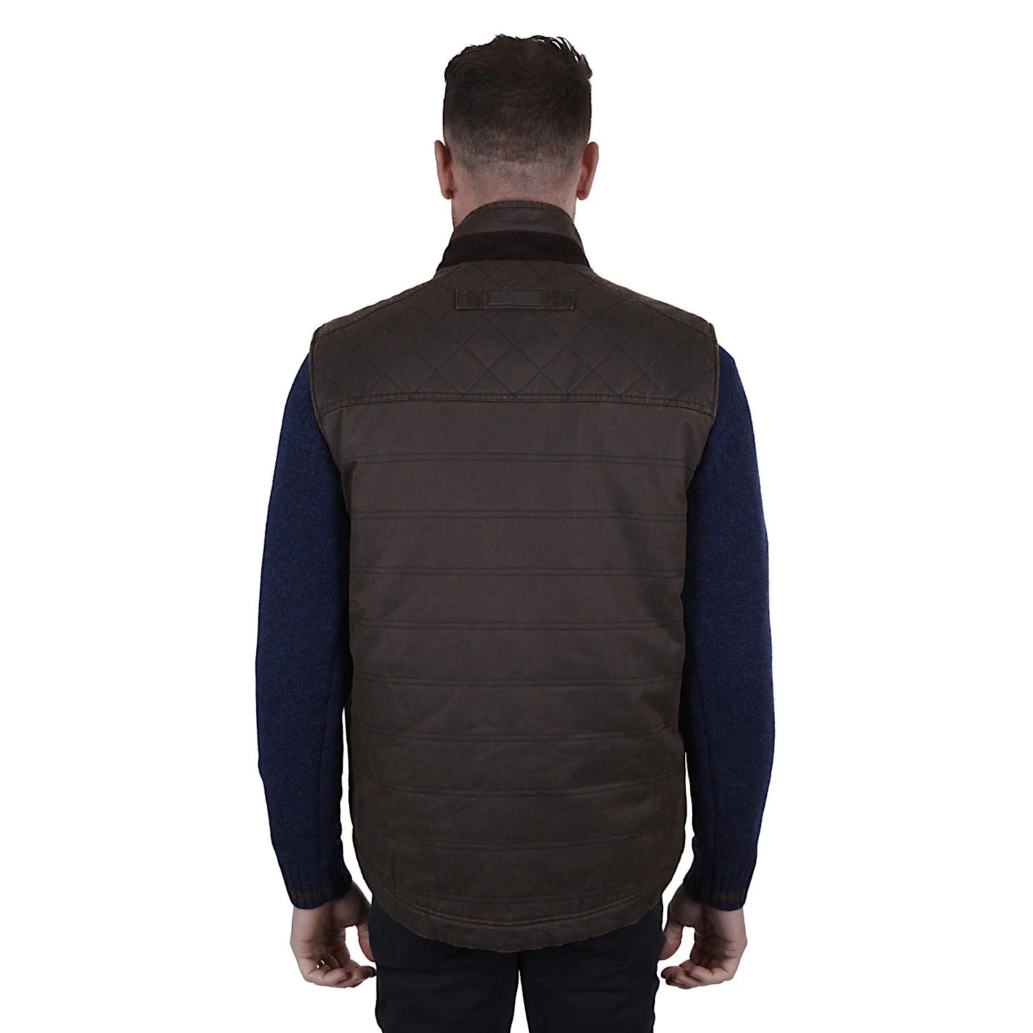 Thomas Cook Mens Keiran Faux Oilskin Vest Rustic Mulch