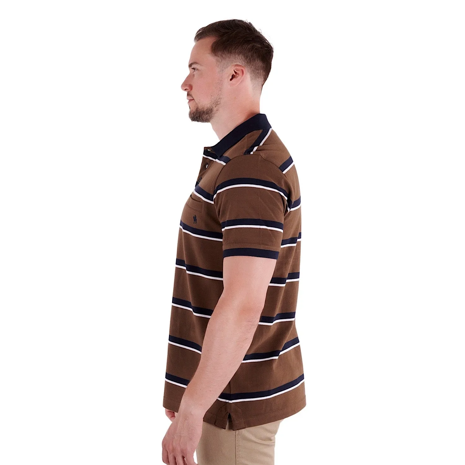 Thomas Cook Mens Lucknow S/S Polo Dark Tan/Navy