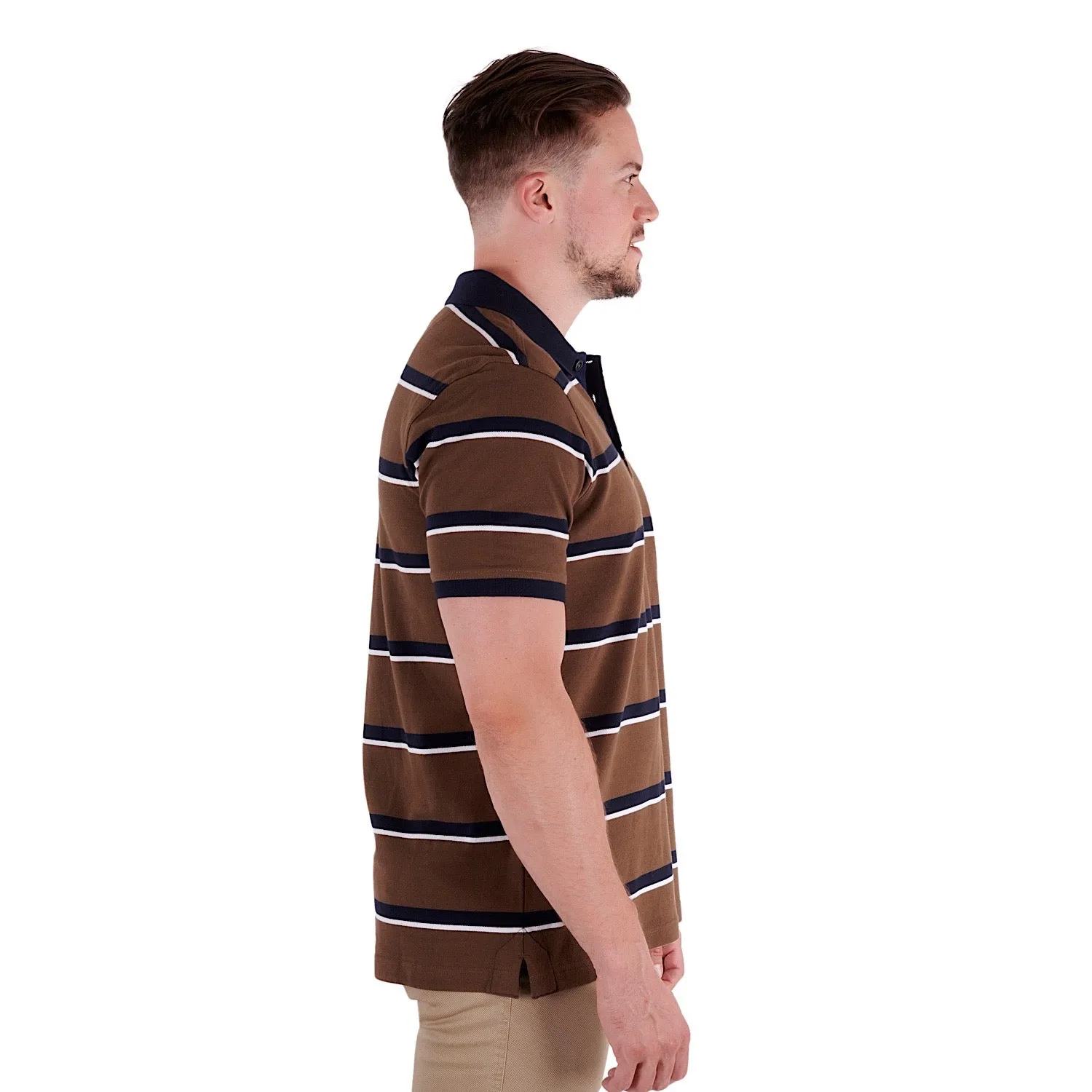 Thomas Cook Mens Lucknow S/S Polo Dark Tan/Navy