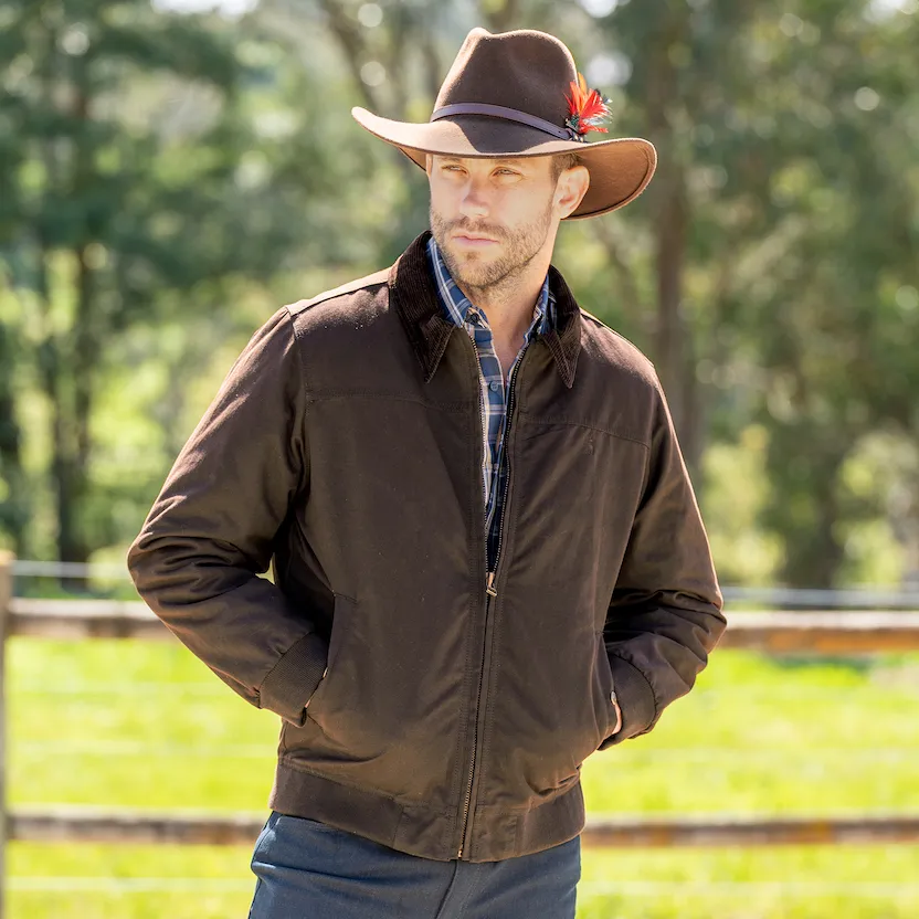 Thomas Cook Men's Oilskin Bomber Jacket - Rustic Mulch