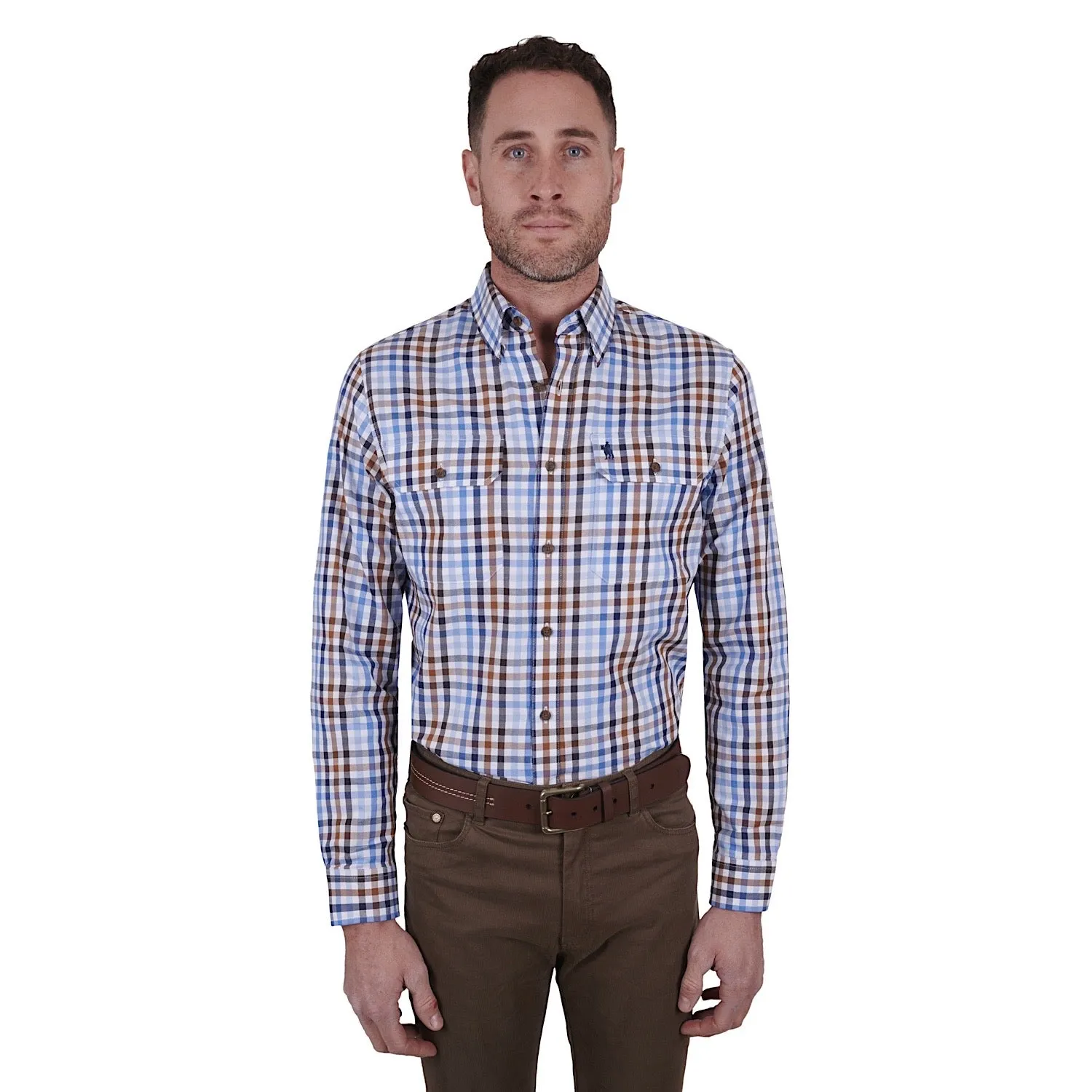 Thomas Cook Mens Patrick Check 2-Pocket L/S Shirt Blue/Tan
